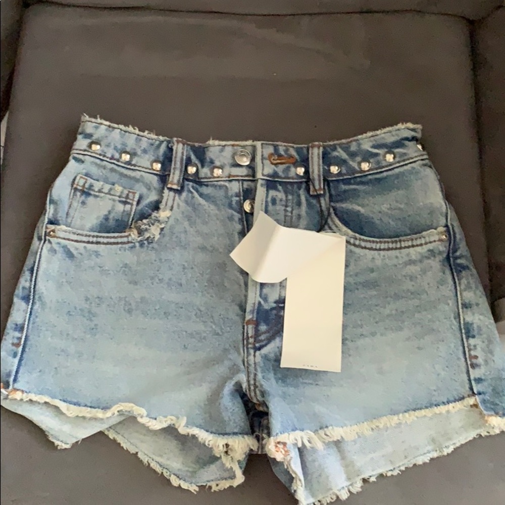 Zara hi-rise studded shorts
